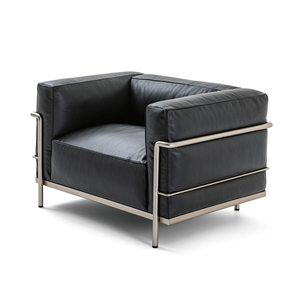 卡西纳同款LC3沙发不锈钢全真皮包豪斯单椅会客厅接待室商务椅
