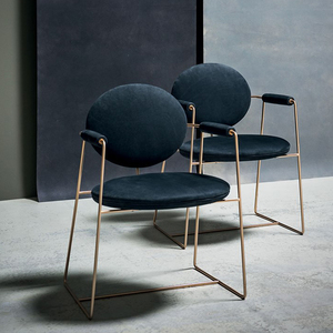 BAXTER 高端定制磨砂全皮纯铜不锈钢餐椅餐桌椅休闲椅设计师椅
