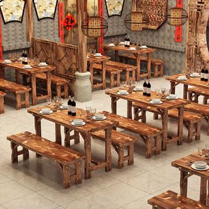 饭店餐桌椅定制新中式快餐酒吧椅子套面馆饭桌实用快餐店一体式