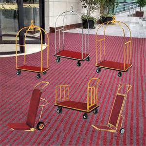 酒店大堂金顶行李车不锈钢载重强机场礼宾车平板手推箱包车超静音