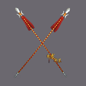 鄞龙戏剧新款木质板枪双戟戏曲京剧小品舞台表演道具兵器武术用品