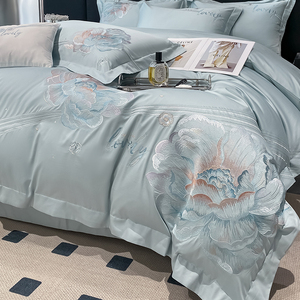 欧式风100支床品长绒棉全棉四件套纯棉床单被套刺绣花卉床上用品
