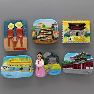 韩国旅游纪念品3d磁性冰箱贴崇礼门巴哈马海滩印度泰姬陵家居装饰