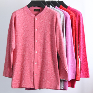 纯棉大码宽松女士开襟单件线衣中老年加肥长袖系扣子婆婆秋衣上衣