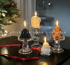 click圣诞蜡烛摆件节日氛围装饰 小礼物可爱造型姜饼人圣诞树老人