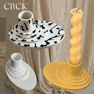 Click原创设计罗马台阶烛台几何简约陶瓷桌面装饰摆件北欧ins风