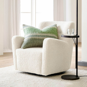 现代简约意式羊羔毛绒旋转单人椅客厅卧室休闲椅设计师白色沙发椅