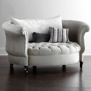 新款热卖新古典布艺单人圆形沙发欧式复古实木现代布艺拉扣老虎椅