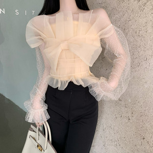 网纱上衣一字肩