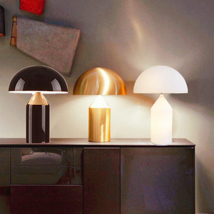 北欧设计师轻奢卧室床头台灯简约现代创意客厅书房蘑菇玻璃灯具