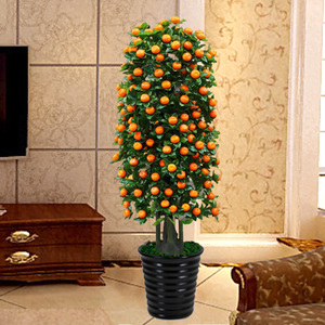 仿真橘子树假桔子树盆栽花家里客厅落地摆放加密水果树苹果树盆景