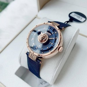 正品versus范瑟丝手表潮流ins玫瑰金3d狮子头皮带蓝盘石英女腕表