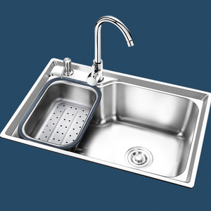 家用304不锈钢水槽单槽厨房洗菜洗碗盆加厚大号一体洗碗洗菜水池