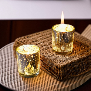 LED光感香薰蜡烛灯电镀杯浪漫香氛精油玻璃摆件节日礼物家庭卧室