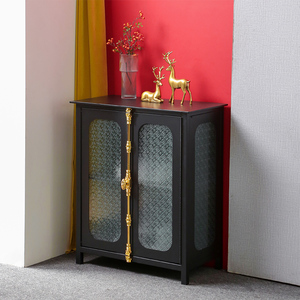 定制美式复古外婆柜门厅玄关柜鞋柜铁艺餐边柜法式轻奢玻璃展示柜