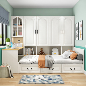 榻榻米矮床衣柜一体简约现代卧室北欧儿童床小户型日式书柜衣柜床