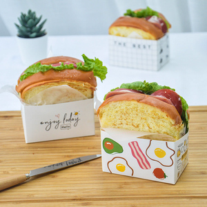 韩式三明治包装盒厚蛋烧汉堡盒早餐打包盒一次性油纸网红便当盒子