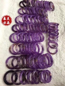 天然紫水晶手镯紫黄晶乌拉圭薰衣草加宽版圆条男女款