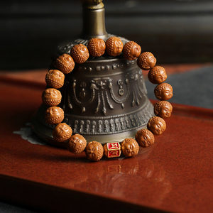 文玩猴头手串雕刻宝宝佛男女情侣百搭配饰精品六字真言佛珠单圈