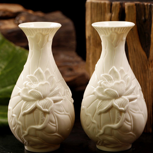 包邮家用室内插花瓶佛堂花瓶荷花瓶陶瓷观音圣水瓶白瓷莲花瓶宝瓶