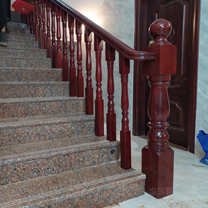 海口印尼菠萝格楼梯扶手烤漆包安装三亚自建别墅实木红木围护栏杆