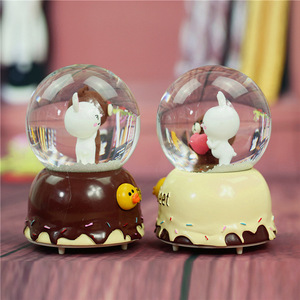 卡通可妮兔水晶球音乐盒八音盒情人节送男女生儿童生日礼物布朗熊
