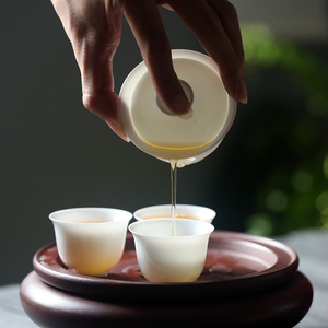 潮汕工夫茶冲茶器单个盖碗茶杯家用白瓷泡茶器三才功夫茶碗敬茶具