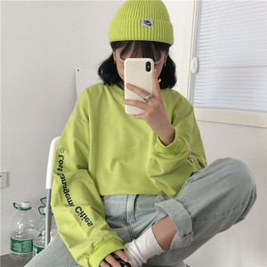 9851人付款天猫2022新款韩版宽松超火cec长袖女ins早秋t恤女纯色上衣