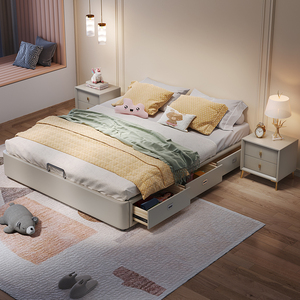 儿童床无床头实木榻榻米床小户型现代简约落地矮床排骨架床可定制