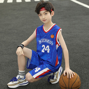 儿童无袖篮球服24号男童男孩帅气速干套装小学生背心运动训练球衣