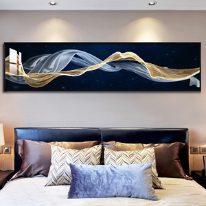 轻奢卧室装饰画主卧床头挂画横幅现代简约北欧风酒店背景墙画壁画