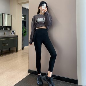 宝娜斯高腰女士羽绒芭比无痕海豚裤女2021新款秋冬季外穿加绒加厚