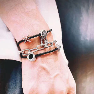 潘多拉男士黑绳手链