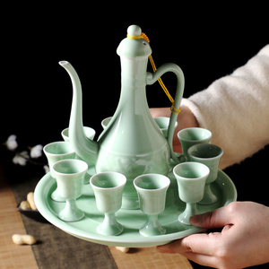 青花瓷酒具复古陶瓷古风酒壶仿古白酒杯小小号家用分酒器酒盅套装