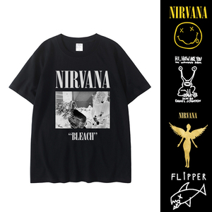 nirvana涅盘天使摇滚乐队科特柯本vintage美式街头印花短袖t恤男