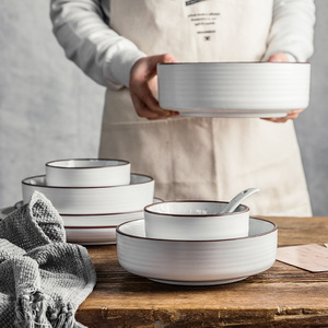 亿嘉碗单个创意陶瓷家用餐具饭碗平盘日式汤面碗北欧西餐牛排盘子