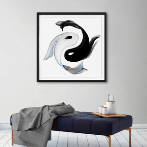 2023新款十字绣创意抽象黑白太极阴阳鱼绣简约现代玄关自己绣小件