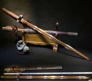 首刀长柄唐横刀陌刀微缩1比6绑绳黑檀鞘微兵蠡龙剑未开刃23人付款269