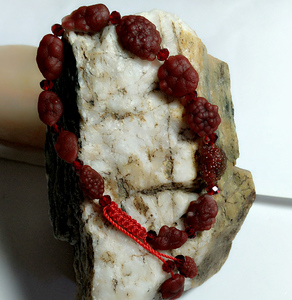 新疆黑山天然红鱼籽戈壁玛瑙手链 天然原石饰品文玩 女款