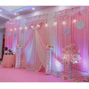 新款婚庆背景纱幔结婚婚礼背景墙布置迎宾区留影区布幔农村舞台布