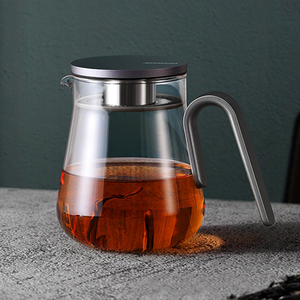 尚明茶壶家用耐高温玻璃泡茶壶铝制盖单壶过滤花茶壶简约茶具套装