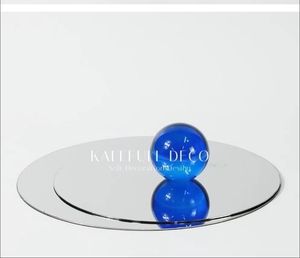 克莱因蓝高级镜面托盘水晶球摆件陈列展示样板间软装饰拍照道具