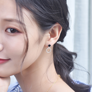 圆形耳环女耳钉女气质纯银韩国简约个性时尚圆圈百搭短发大气潮人