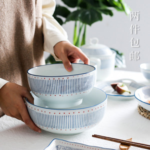 西田木雨渔火日式汤面碗和风陶瓷汤碗家用8寸大面碗拉面碗排骨碗