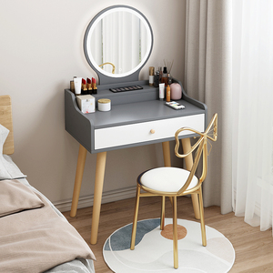 梳妆台卧室现代简约小型化妆台镜网红ins风小户型实木腿化妆桌子