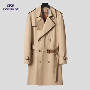 汉维男装秋冬新款翻领商务风衣外套男中长款高级感品牌户外休闲款