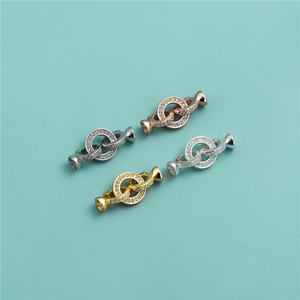 S925纯银锆石圆形扣子DIY手工串珠水晶珍珠项链连接扣尾扣配件