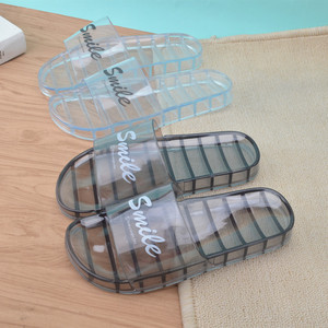 纯色透明塑料凉拖鞋女夏季家居时尚字母室内洗澡防滑不臭脚水晶拖