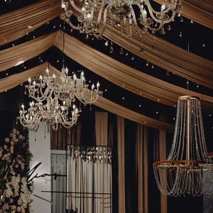 新款婚庆欧式铁艺电镀水晶吊灯吊顶客厅卧室装饰道具奢华水晶挂灯