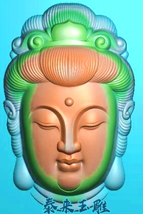 正脸立体观音头挂件木雕精雕图浮雕玉雕灰度图jdpbmp电脑雕刻图